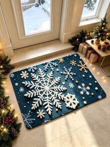 1pc 3D Snowflake & Gold Dot Entrance Doormat, Plush Velvet, Welcome Mat, Small Rug, Carpet, Floor Mat, Outdoor Doormat, Kitchen Rug, Home Decor, Front Door Mat, Area Rug, Outdoor Mat, Garden Carpet, Washable Rug - Multicolor - View 6