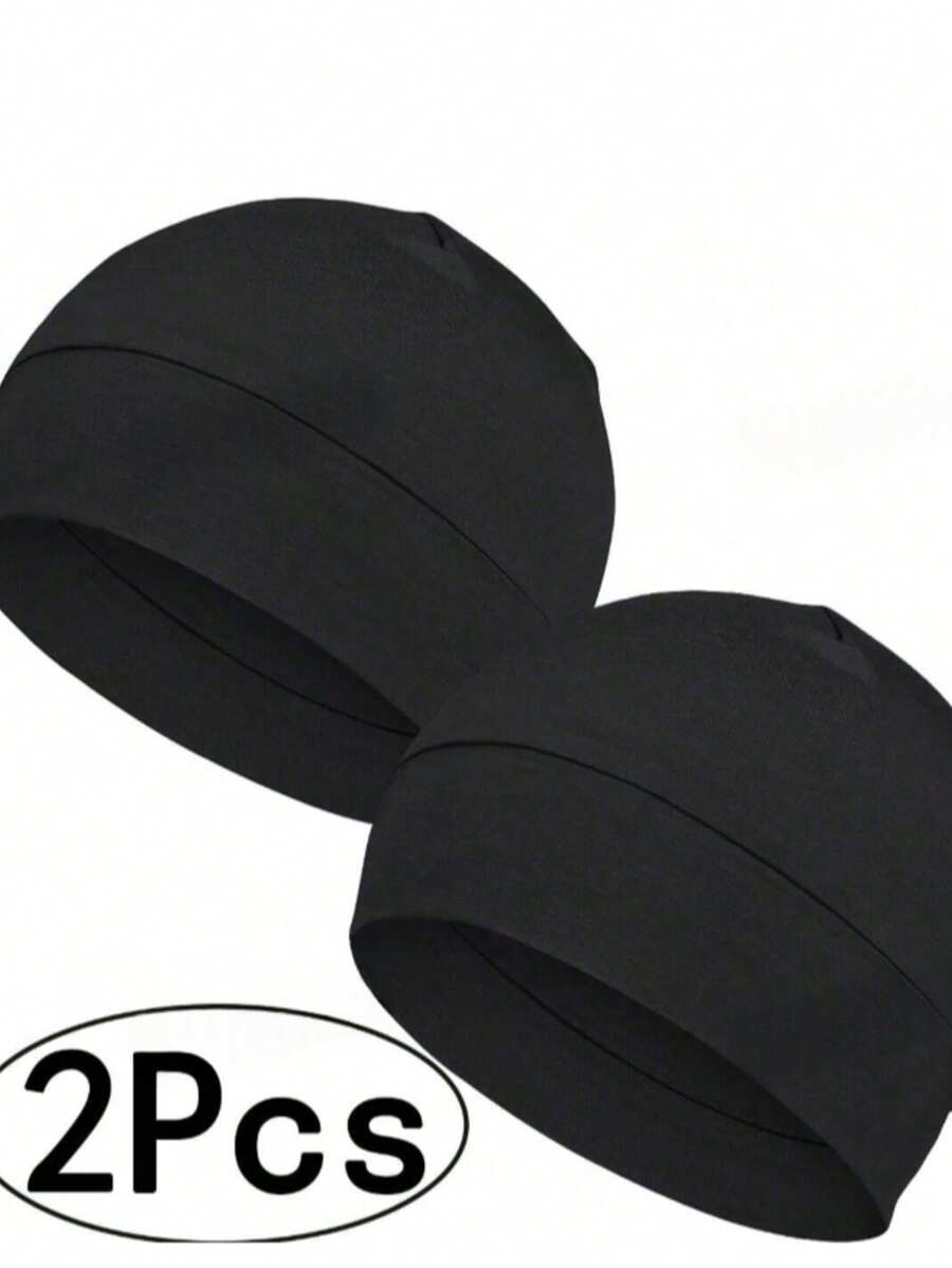 2pcs Unisex Brimless Caps, Lightweight Breathable Sleep Hats, Breathable Lining, Suitable For Chemotherapy Hair Loss - A - View 1