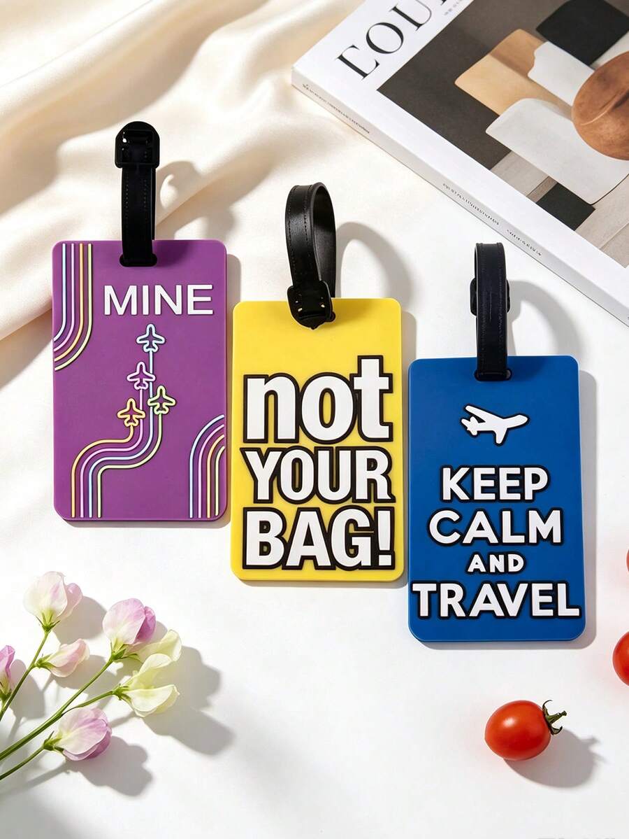 3PCS Fashion Colorful Printed Luggage Tags, Travel Suitcase Anti-Loss ...