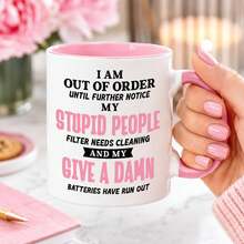 Funny Sarcastic Coffee Mug, I Am Out Of Order Humor Quote Ceramic Cup, Rude Gag Gift For Friends Coworker Birthday Party Holiday Present - Multicolor - View 2