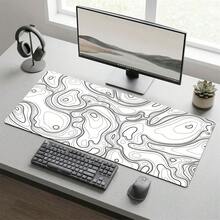 White Base Wavy Line Pattern XXL Extra Long Gaming Mouse Pad, Non-Slip Durable Rubber Base, Smooth Surface, Suitable For PC/Laptop/Office/Home Gaming, Abstract Art Desk Mat, Study Office Supplies, Back To School Desktop Accessories Set - A - View 3