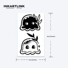 INKARTLINK 1PC Cute Sprouting Ghost & Jellyfish Temporary Tattoo Sticker, Waterproof Body Art Tattoo Sticker, Lasts 2-5 Days, Water Transfer Colorful Tattoo Sticker, Suitable For Men & Women, Essential For People, Party Decoration, Holiday Celebration Body Decoration - Black - View 5