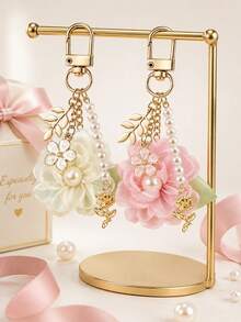 New Floral-Themed Bag Charms, Keychains, Metal Lanyards, Cute Stone Pendants, Keychain Chains, Phone Charms, Holiday Gifts, Keychains, Lanyards, Keychains, Keychain Accessories - Multicolor - View 1