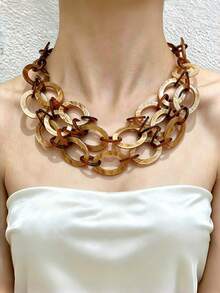 Minimalist Layered Chain Necklace - Multicolor - View 1