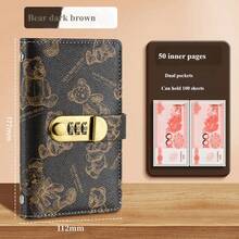 100-Page A6 Locked Binder, Bear Pattern, Budget Tracker, Cash Notebook, Perfect For Back-To-School - A6 - View 7