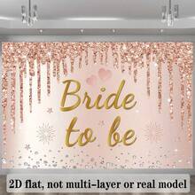 Banner Datar 2D Bertema Pengantin Champagne - Latar Belakang Pesta Poliester, Cocok untuk Calon Pengantin, Dekorasi Meja Pernikahan dan Kue - Beraneka warna - View 5