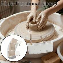 1/2/3Pcs [Ceramic Tool Storage]White 3-Slot Adjustable Pottery Wheel Tool Rack, Ceramic Tool Storage Holder, Ceramic Tool Rack, Tool Storage Box, Multifunctional Storage Box, Brush Storage, Makeup Brush Storage,Suitable For Studios & Craft Lovers - Multicolor - View 3