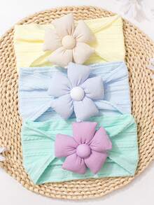 1pc New Solid Color Jacquard Headband Cute Five-Petal Flower Fashionable Soft Thin Hair Accessory - Multicolor - View 10