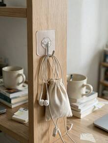 Adhesive Wall Hooks No Drill Waterproof Reusable Hanging Hooks For Bathroom Kitchen Dorm Apartment Renters Heavy Duty Transparent Sticky Hooks For Towel Utensils Decor Home Storage Organization - White - View 3