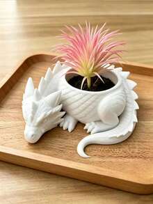 1pc Black/White 3D Printed (Plastic Material) Mini Fantasy Dragon Guardian Planter, Creative Succulent Green Plant Pot, Desktop Decoration Ornament, Bar/Desk/Tabletop Art Decor - A - View 14
