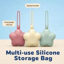 1pc Star-Shaped Silicone Storage Bag, Portable Hanging Design. Made Of High-Quality Material, Easy To Clean. Can Be Hung On The Side Of A Backpack For Convenient Storage Or Used To Organize Small Items In A Stroller, Pacifier Storage Essential, Suitable For Pacifiers, Earphones, Lipsticks, Convenient For Carrying Essentials. - Multicolor - View 6