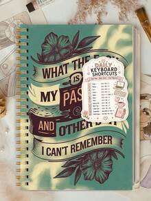 1pc Mint Floral Spiral Password Notebook 8.15x5.7 Inch + Keyboard Shortcut Stickers, Login Record Book, Halloween Notebook Office Decor & Accessories, Nurse Essentials, Bible Study Material - A - View 8