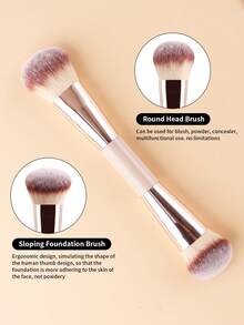 10pcs Dual-Ended Makeup Brush Set, Gradient Soft Bristles, Gentle And Skin-Friendly, No Prickling, Moderate Powder Pickup, No Flying Powder, Suitable For Home Daily Makeup, Beginner Makeup Practice Tools - Multicolor - View 5