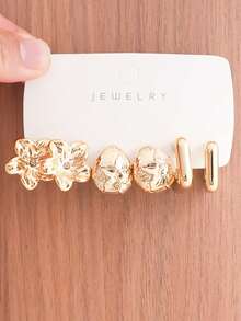 6-18PCS Gold Stud Earrings Set, Fashionable And Elegant, Suitable For Women's Daily Wear And Gatherings. (This Product Is Made Of CCB Material, Please Confirm If The Material Is Suitable For You Before Purchasing) - Multicolor - View 2