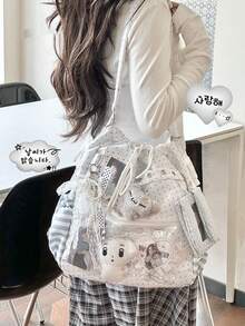 1 buah Tas Ita Gaya Jepang Baru, Modis, Kasual, Lucu, Manis, Motif Polkadot, Tali Serut, Kapasitas Besar, Ringan, Nilon, Multifungsi, Tas Bahu/Selempang/Ransel untuk Anak Perempuan, Belanja Sehari-hari, Bepergian, Pesta, Liburan, Hadiah - MultiWarna - View 11
