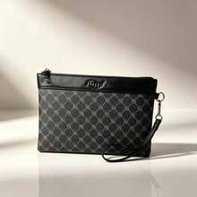 Men's Fashion Casual Large Capacity Commuter Handbag Youth Clutch Bag Phone Coin Document Pouch - Black - View 1