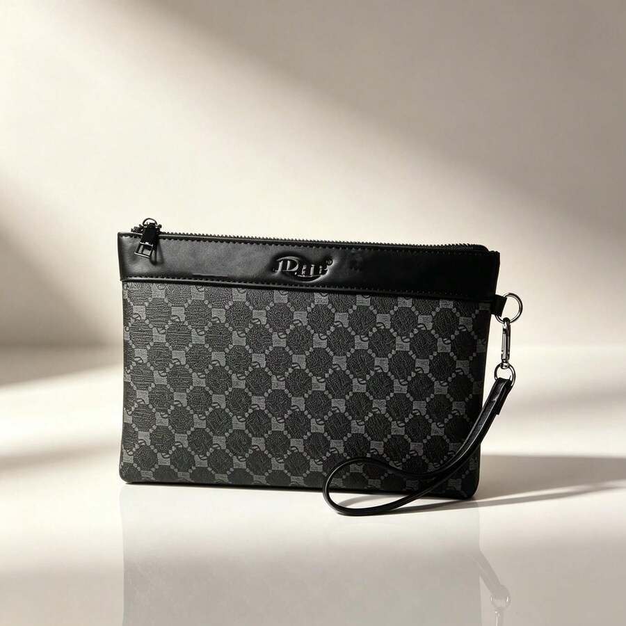 Men's Fashion Casual Large Capacity Commuter Handbag Youth Clutch Bag Phone Coin Document Pouch - Black - View 1