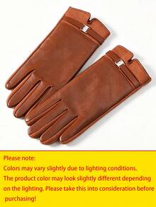 Women's PU Gloves Featuring A Thick, Warm Fleece Lining, Suitable For Driving In Cold Weather; Touchscreen-Compatible Outdoor Cycling Gloves-Warm Leather Gloves For Women That Are Windproof And Designed For Winter Riding.Cyber Monday - Multicolor - View 14
