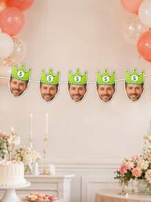 8/16/24pc Personalized Crown Party Hat Face Banner,Custom Photo Face Bunting Garland,Birthday Party Decorations, Custom Face Banner, Face Garlands,Milestone Birthday Party Decor,Home Decor - Multicolor - View 6