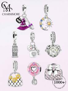 1pc Fashion Floral Beaded Pendant, Suitable For Women's Bracelet DIY Jewelry Making And Daily Wear Accessories - Silver - View 12