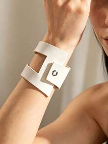 MARLIWOO 1pc Niche Elegant Colorful Double Layer Leather Geometric Jewelry Vintage Gothic Style Modern Fashion Bracelet - Multicolor - View 1