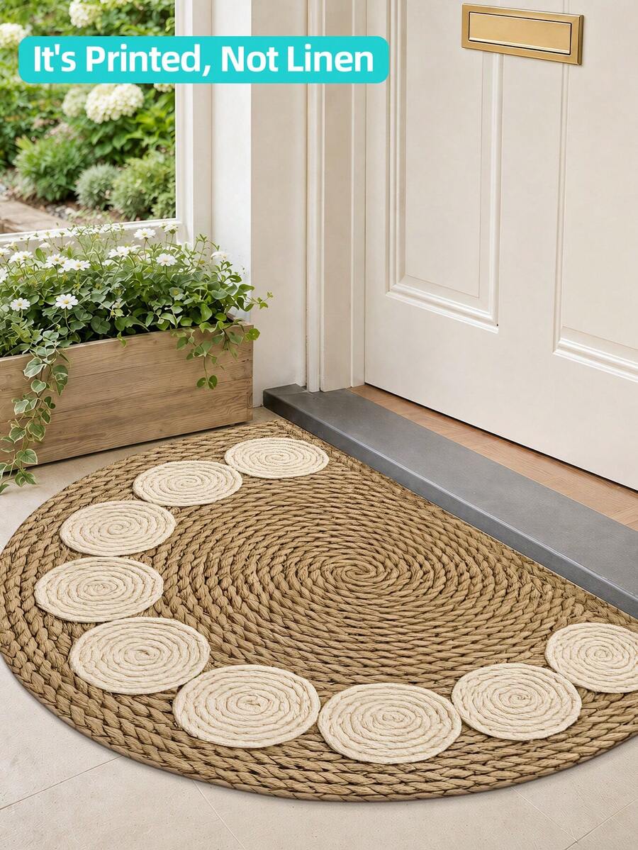 DAJIANG 1pc 3D Woven Semi-Circular Bohemian Long Runner Rug, Suitable For Bathroom, Kitchen, Outdoor, Hallway, Bedroom And Living Room, Machine Washable Easy To Clean Entryway Mat, Non-Slip Bedroom Decor Carpet Accessory