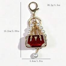 1 Ladies Fashion Metal Key Chain, Beaded Chain Car Key Pendant, Elegant Handbag Accessories, Suitable For Holiday And Birthday Gifts - Old Gold - View 10