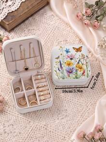 Women'S Jewelry Box With Butterfly Print-Portable Travel Jewelry Storage Case For Women Ring Earring Necklaces-Top Choice For Holiday Gift - Butterfly Design - View 19