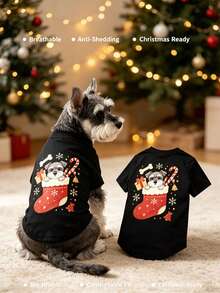 1pc Christmas Print Pet Tank Vest, Breathable Anti‑Shedding Lightweight Comfortable Pet Clothes For Small Dogs & Cats - Multicolor - View 8