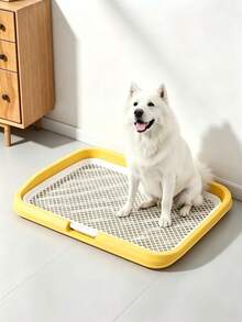 Multi‑Color Large Grid Dog Toilet With Training Induction Post, Anti‑Splash Easy‑To‑Clean Pet Potty For Small Medium Large Dogs Indoor House Training - Yellow - View 2