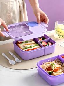 1pc Adult Lunch Box With Compartments And Utensils, Microwave And Dishwasher , Suitable For Picnic, Camping, Work, School, Party And Holiday - Multicolor - View 3