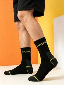 1/5/10/20 Pairs Multicolor Work Letter Mid-Calf Socks, Colorblock Mid-Calf Socks, Sports Comfortable Socks - Multicolor - View 4