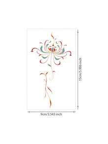 1pc Temporary Tattoo Sticker, National‑Style Color Spider Lily Pattern, Realistic Fake Tattoo Design, For Daily Wear, Bachelorette Party Favors, Music Festival, Game, Graduation Gift, Lasts 3‑5 Days - Multicolor - View 2