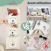 1/2pcs Cute Cartoon Design 3-Tier Hanging Storage Bag, Small Towels, Dolls, Small Items & Sundries Organizer, Baby Room Storage Decor Bag - Multicolor - View 2