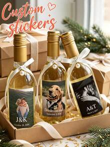 Personalized Photo Bottle Labels, Vintage Bottle Labels, Custom Images And Text, Wedding Bottle Labels, Anniversary Stickers, Customized Birthday Gifts | Anniversary And Christmas Decorations - Multicolor - View 7