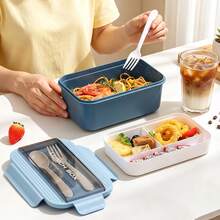 1 buah Kotak Bekal Bento - Merah Muda - Dengan Peralatan Makan, Kotak Bekal Microwave, Kotak Bekal yang Dapat Ditumpuk, Kotak Bekal Bento dengan Sendok dan Garpu, Tas Bekal Bento Berinsulasi - View 2