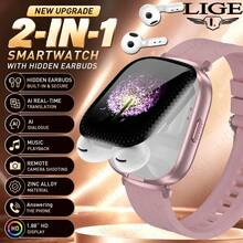 LIGE Smart Earphone Watch Terbaru, Layar Besar Persegi Definisi Tinggi, Fungsi Earphone Terintegrasi, Mendukung Berbagai Mode Olahraga, Pengingat Alarm, dan Pemutaran Musik - View 2