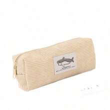 Shark Embroidery Pencil Case, Cute Big Shark Square Highly Attractive Stationery Storage Bag, Compact And Adorable Pencil Pouch For Primary And Middle School Students - Multicolor - View 3