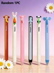 6pcs Animal-Shaped Erasable Neutral Pens, Animal Signature Pens, Snack Theme Side-Click Erasable Pens, Cute Neutral Pens, Multiple Styles Including Rabbit, Elephant, Panda, Refillable Ink, Smooth Writing, Built-In Eraser, Ideal Gift For Friends, Classmates And Family - Default - View 15