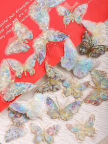 1 Pack 20pcs 3D Gold Foil Laser Butterfly DIY Decorative PET Stickers For Scrapbooking - Multicolor - View 3