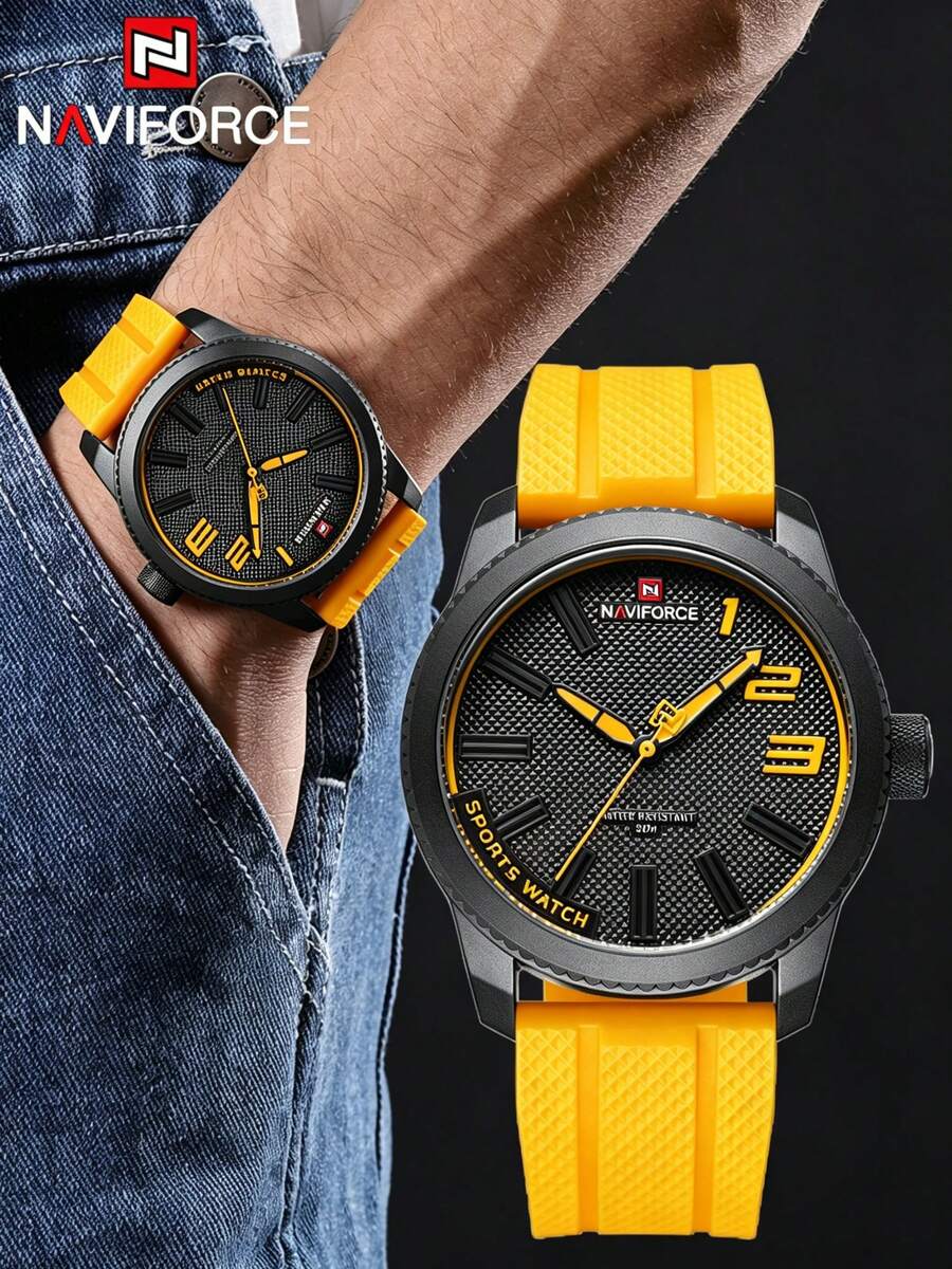 NAVIFORCE Popular Male Wristwatch Military Sports Shockproof Waterproof Silicone Watch Men Fashion Casual Clock
