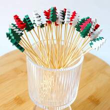 10/100pcs Bamboo Christmas Tree Fruit Picks, 3 Colors, Suitable For Appetizers, Fruit Skewers, Pumpkin, Acorn; Multi-Functional Picks, Perfect For Halloween, Christmas, Valentine's Day And Various Party Events - Multicolor - View 7