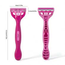 6pcs/Pack Disposable Manual Razors For Men And Women, 3-Blade Shaving Razor, Hotel Travel Disposable Razor, Face Razor, Hair Removal, Shaver For Women - Pink - View 4