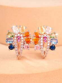 1 Elegant And Exquisite Women's Ring With A Mixed-Setting Of Colored Cubic Zirconia-Perfect For Everyday Wear And Special Occasions - Rose Gold - View 2