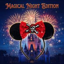 1pc Disney Minnie Ear Headband, Black Sequin Material With Red Bow Decor, Skull And Crossbones Pattern On Top. Designed For Pirate Adventure Theme Park, Perfect For Women To Express Pirate Style And Adventurous Spirit - Multicolor - View 2