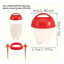 1pc/3pcs/6pcs/9pcs Mini Egg Boiler Cup, Non-Stick Egg Steaming Cup, Kitchen Breakfast Cooking Tool, Can Make Shell-Less Hard-Boiled Eggs - Multicolor - View 4