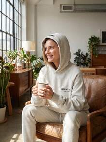 Fear Of God Essentials Core Hoodie Light Oatmeal, Oversized Soft Fleece Pullover, Unisex Streetwear, Daily Outing, Casual Hang‑Out, Weekend Gathering - LIGHT OATMEAL - View 9