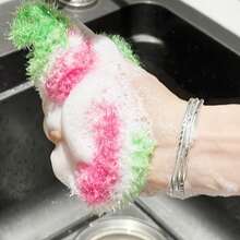 4pcs Watermelon Pattern Dish Brushes & Dish Cloths, Thick Round Dish Scrubbers - Random Color - Multiple Styles - View 7