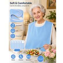 Adult Adjustable Feeding Bib, Reusable Senior Dining Bib With Hook And Loop Closure, Multiple Colors & Packs Available - White Bib for Eating - View 7