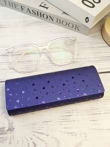 客製化姓名眼鏡盒，愛心與蝴蝶結印花 PU 硬殼眼鏡盒，便攜時尚眼鏡保護收納盒，生日伴娘客製化禮物 - 彩色 - 查看 9